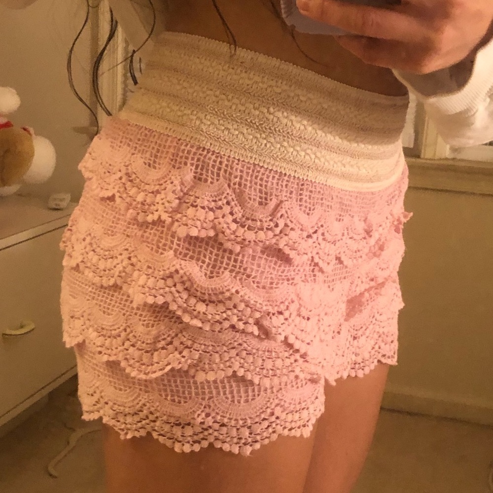 Pink Lace Shorts